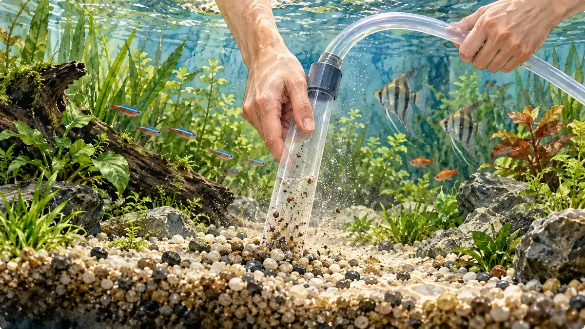 Сифон для первой подмены воды в аквариуме